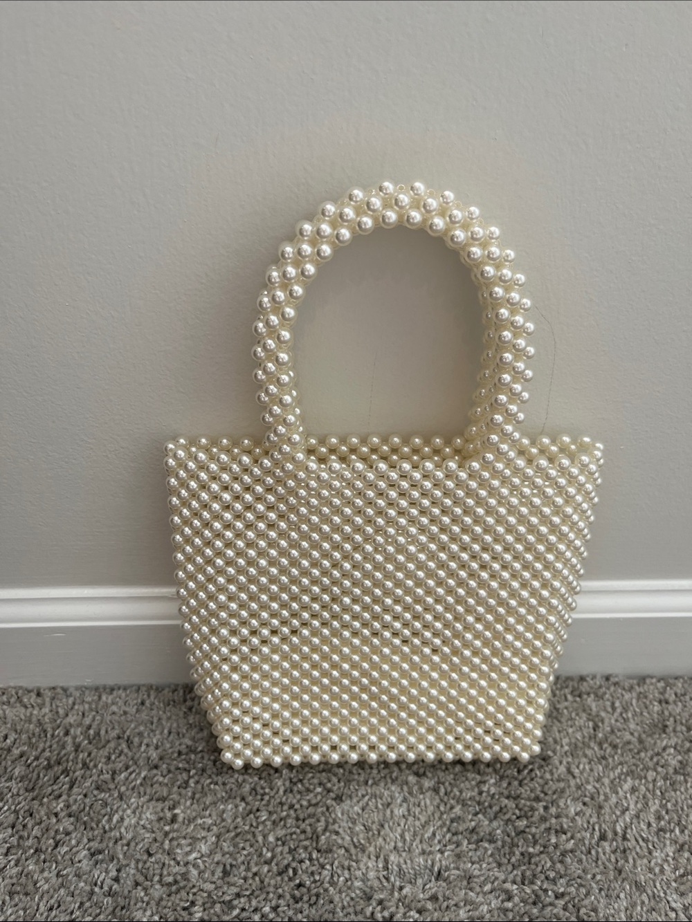 Pearl Beaded Handbag - Cream Women Bag